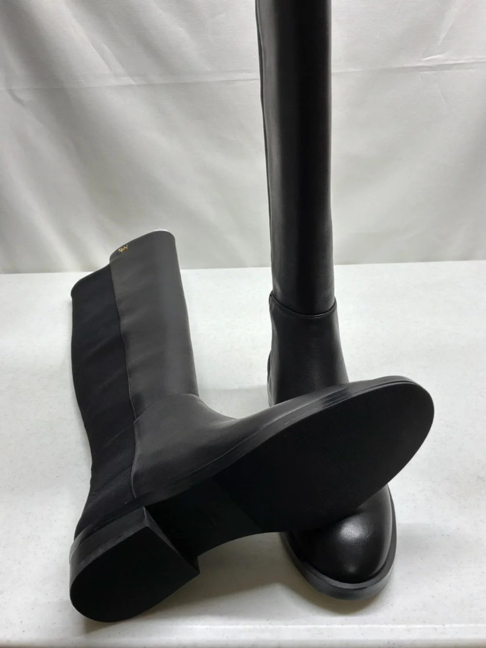 Stuart Weitzman Keelan Black Leather and Microstretch Over the Knee Boot 6.5 NIB